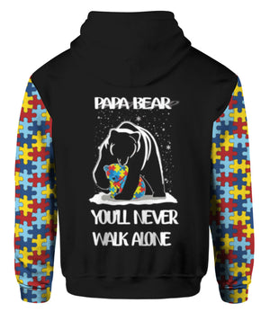 Papa Bear You Never Walk Alone Awareness Hoodie