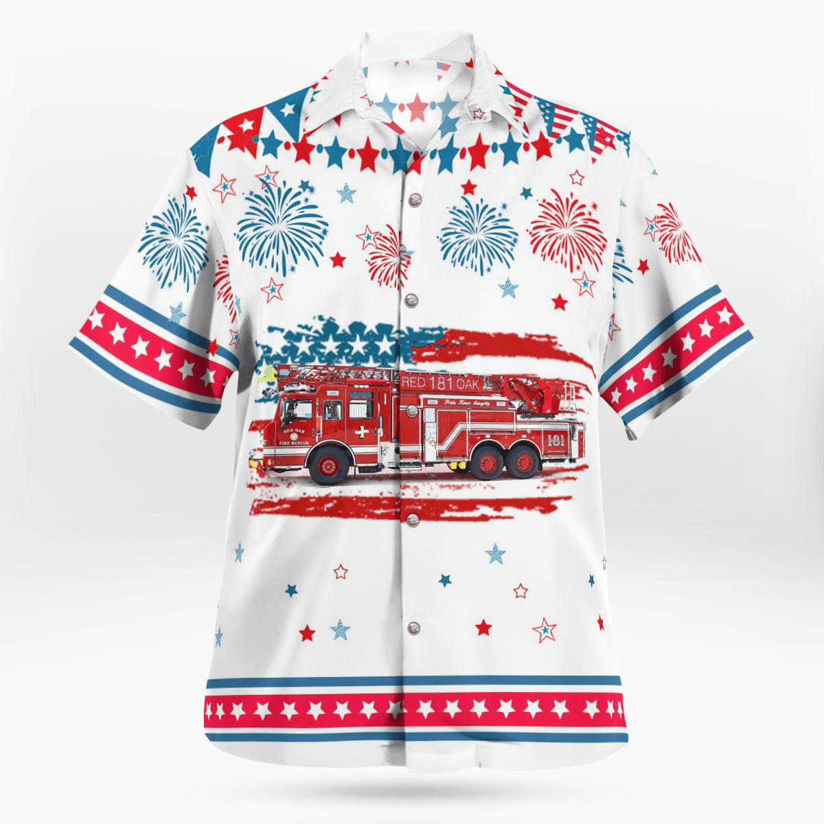 Red Oak, Texas, Red Oak Fire Department, 4Th Of July Hawaiian Shirt