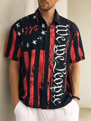 Independence Day Chest Pocket Short Sleeve Shirt Hawaiian Shirt