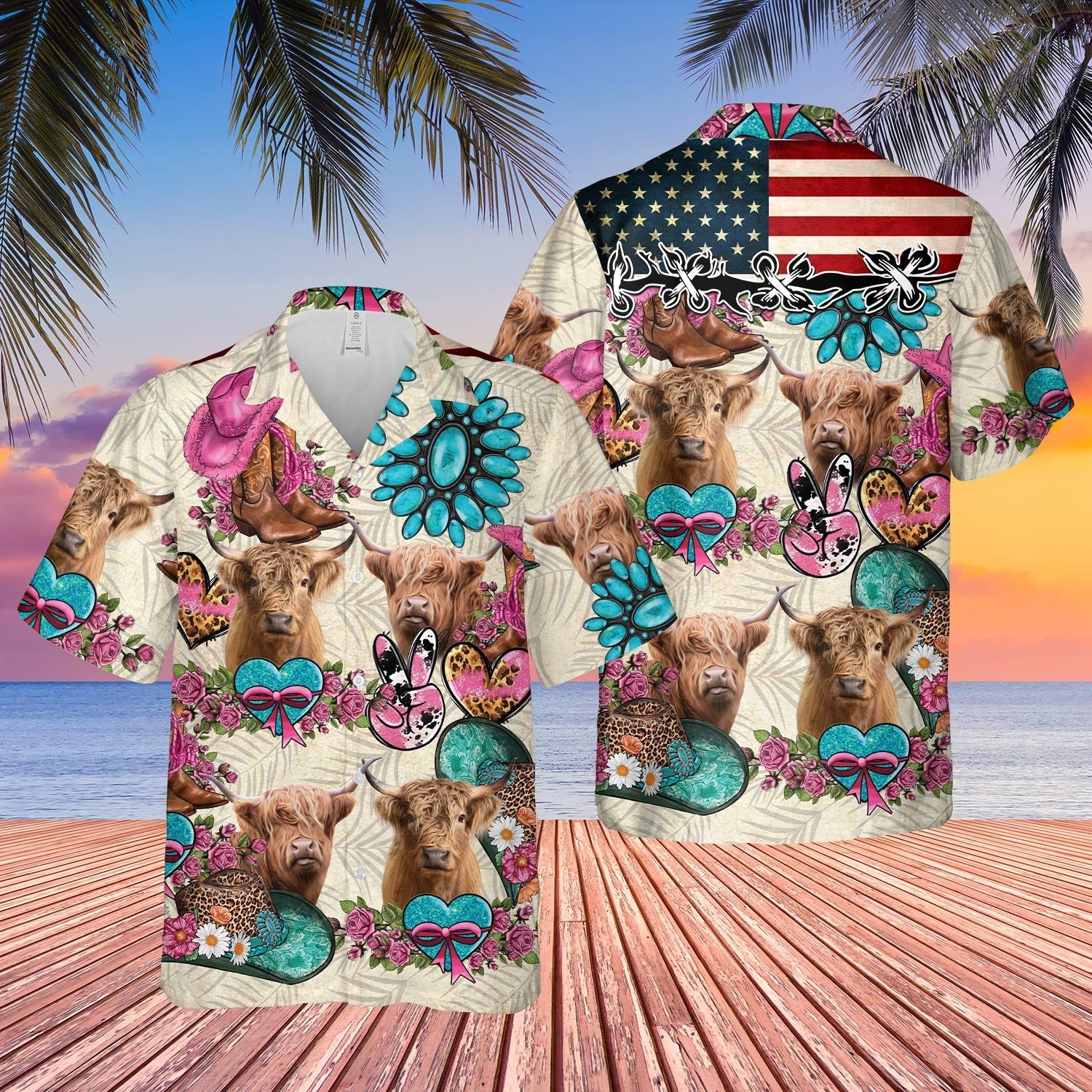 Unique Highland Happiness Flowers 3D Hawaiian Shirt