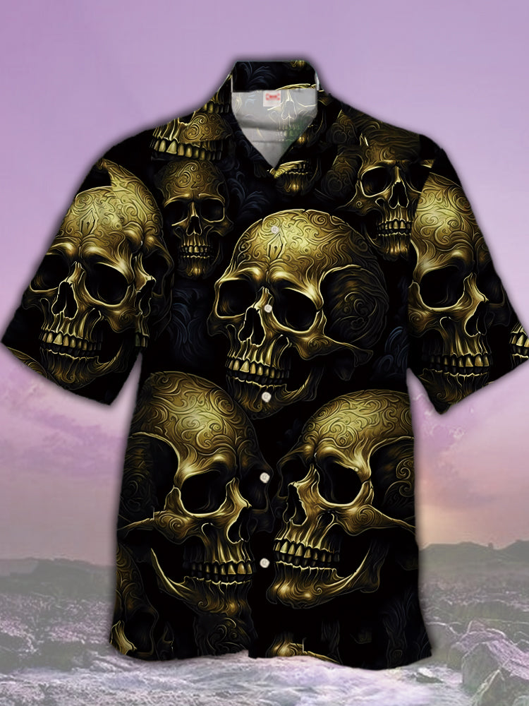 Mysterious Pattern Metal Broken Skull Hawaiian Shirt