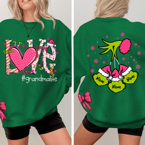 Custom Nickname Grandma Love Grandma Life And Kids Names Christmas 2024 - Pink Designer Personalized Sweatshirt With Side Bow - NH96