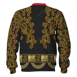 Elvis Spanish Flower - Black With Red Stones - Costume Cosplay Hoodie Sweatshirt Sweatpants ELHS39