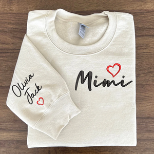 Custom Mimi And Grandkids - Embroidered Sweatshirt, Hoodie, Tshirt - Best Gift for Grandma