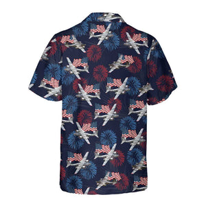 American Flag And Firework Military Airplane Shirt For Men