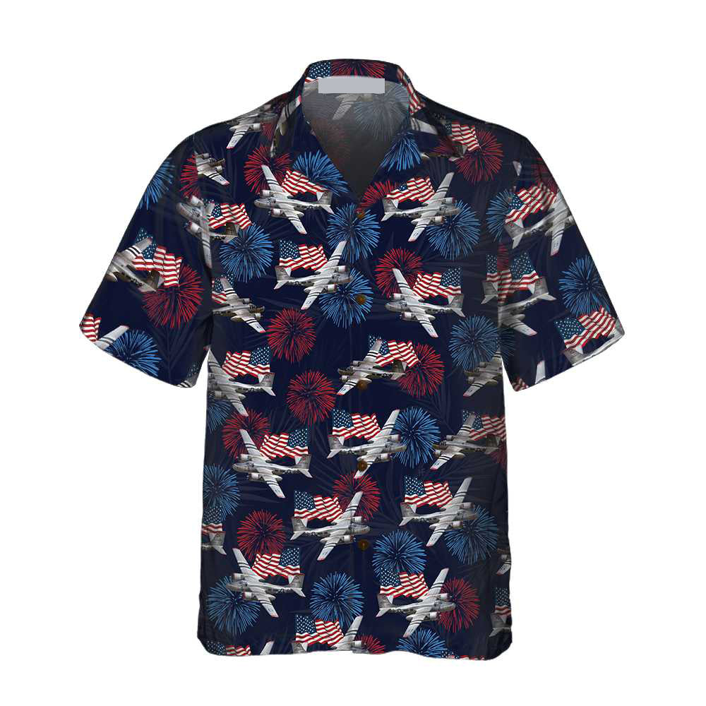 American Flag And Firework Military Airplane Shirt For Men