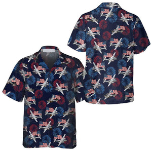 American Flag And Firework Military Airplane Shirt For Men