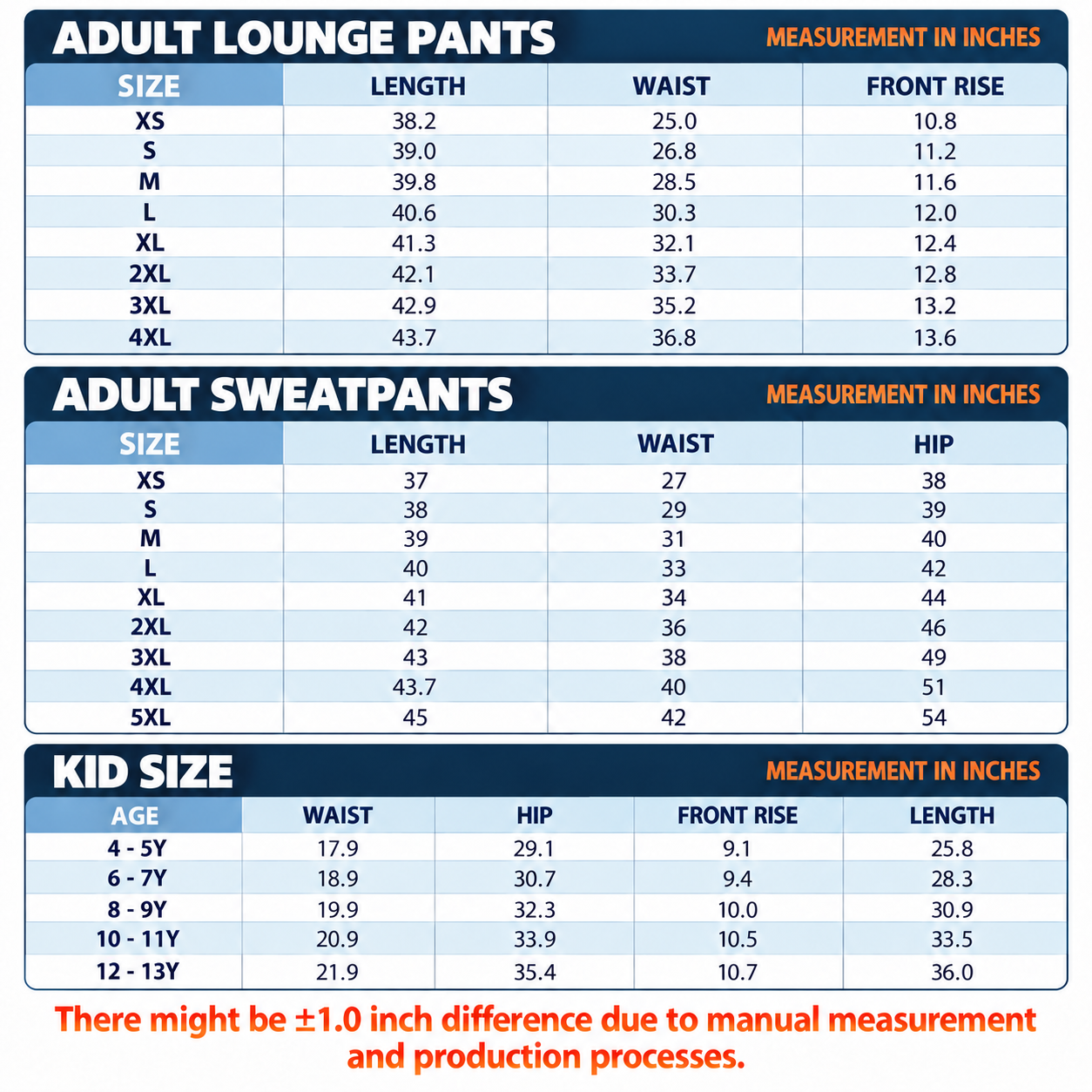 AdultandKidSizeChart