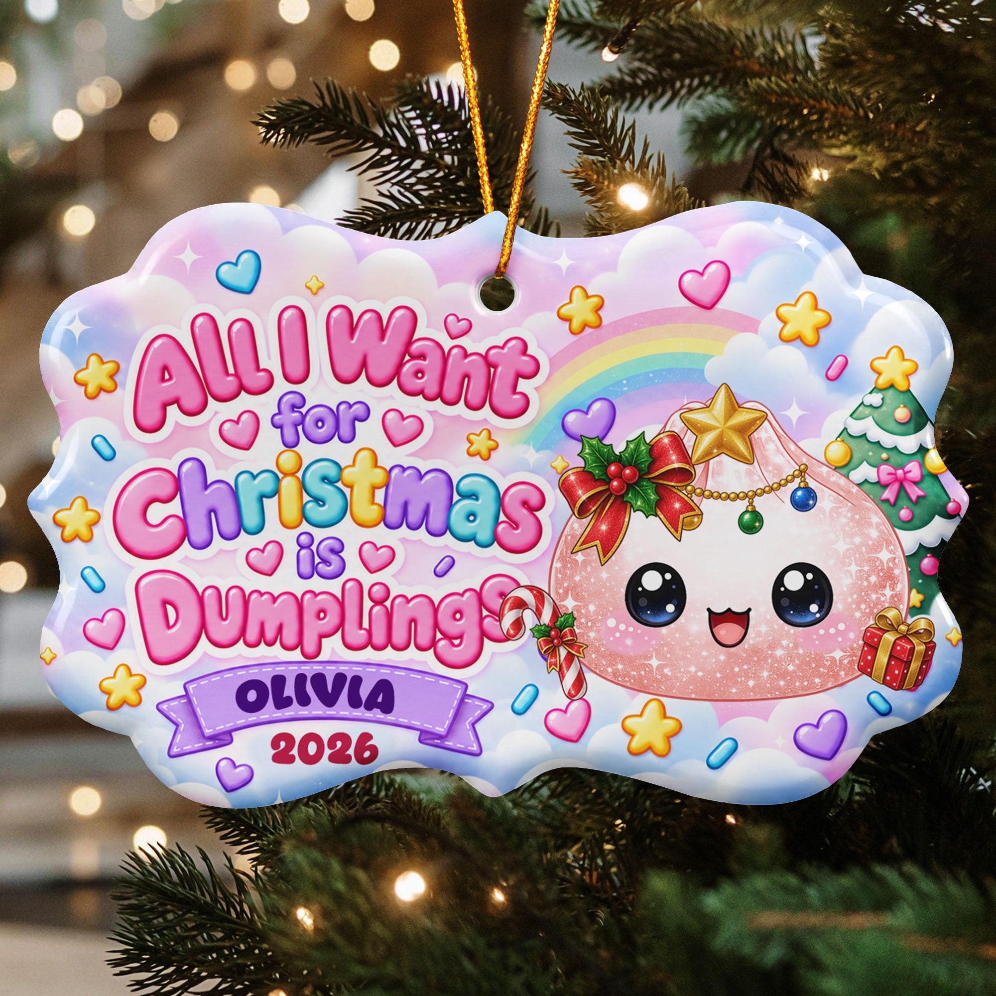 All_I_Want_For_Christmas_Is_Cute_Dumplings_Gift_For_Squishy_Hunter_Personalized_Ornament_1