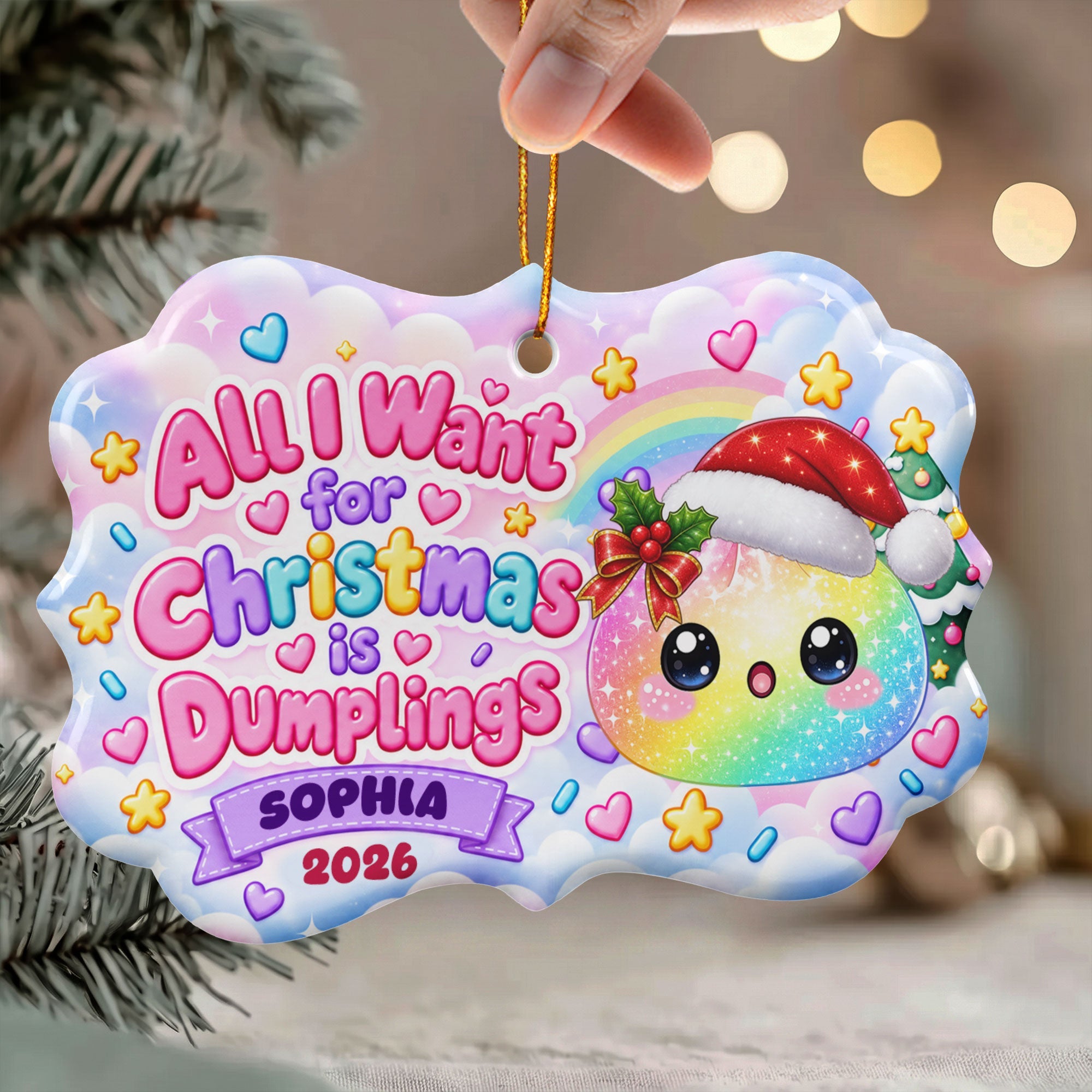 All_I_Want_For_Christmas_Is_Cute_Dumplings_Gift_For_Squishy_Hunter_Personalized_Ornament_3