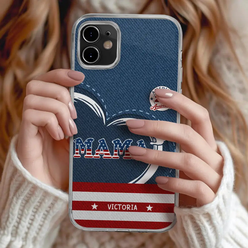 America250AnniversaryGrandpaDadKidsHandprints PersonalizedClearPhoneCase LV246 NEL3450 MK1