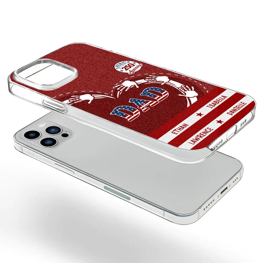 America250AnniversaryGrandpaDadKidsHandprints PersonalizedClearPhoneCase LV246 NEL3450 MK4