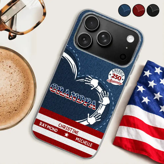 America250AnniversaryGrandpaDadKidsHandprints PersonalizedClearPhoneCase LV246 NEL3450 MKDEF