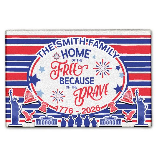 America250HomeOfTheFree PersonalizedDoormat1