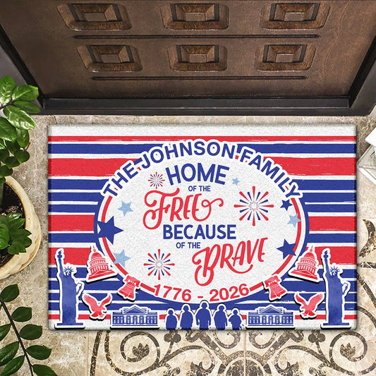 America250HomeOfTheFree PersonalizedDoormat2