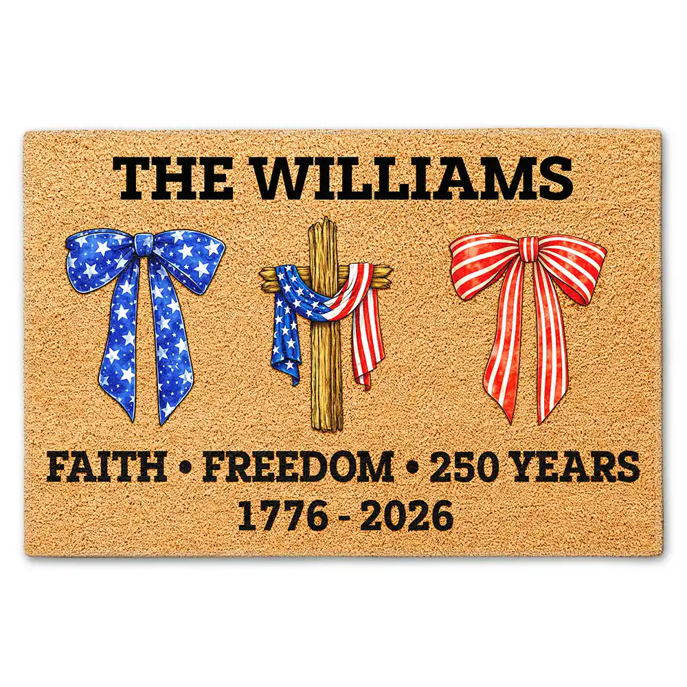 America250YearsOfFaithFreedom PersonalizedDoormat1