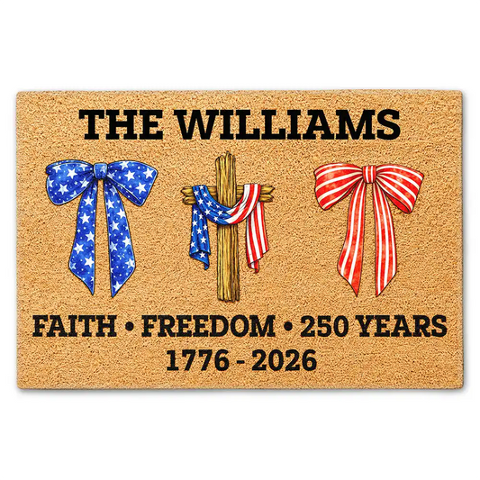 America250YearsOfFaithFreedom PersonalizedDoormat1