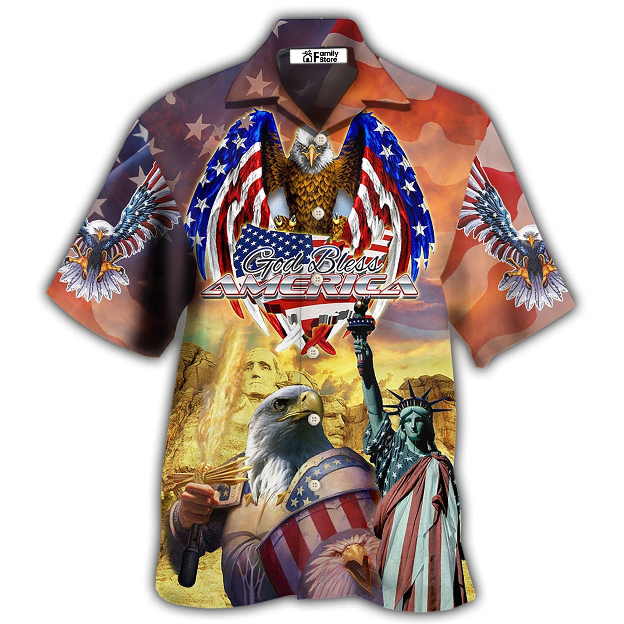 America Eagle Patriotic God Bless America America Hawaiian Shirt