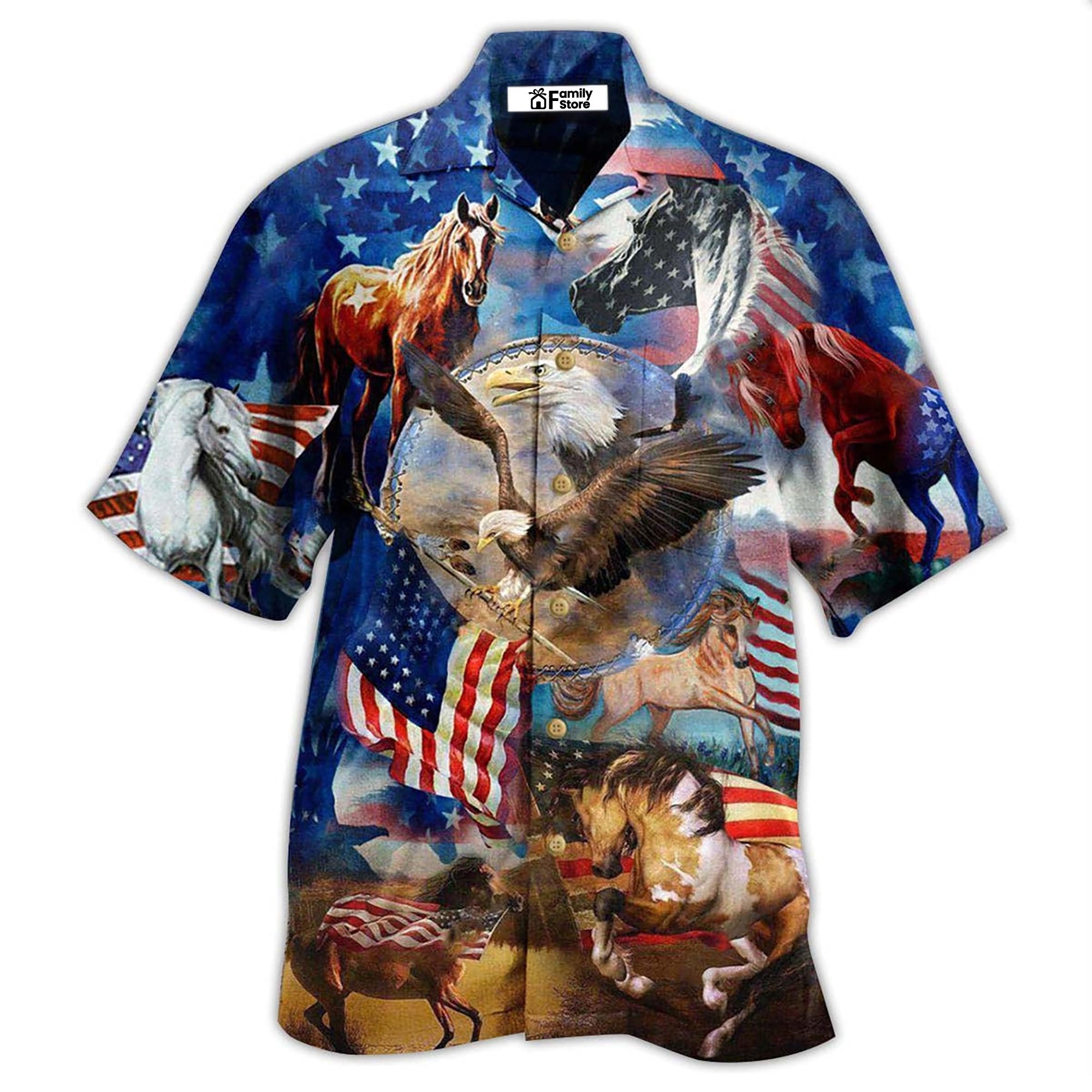 America Horse Patriotic America Hawaiian Shirt