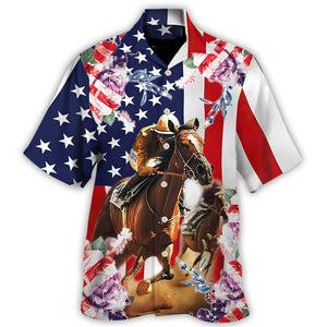 America Horse Racing Rose Hawaiian Shirt