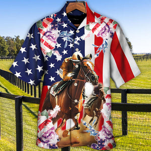 America Horse Racing Rose Hawaiian Shirt