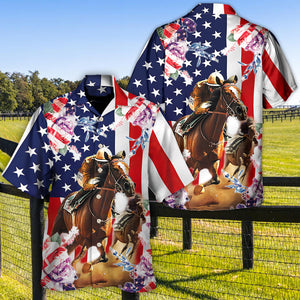 America Horse Racing Rose Hawaiian Shirt