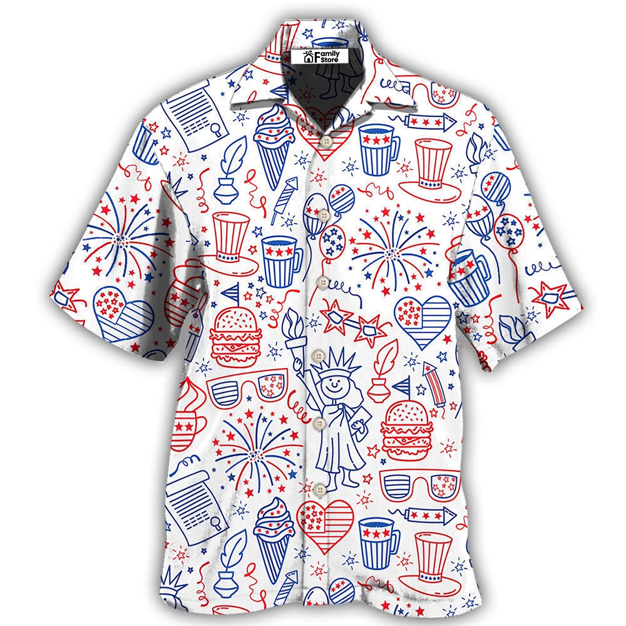 America Independence Day Fourth Of July Cool Art Hawaiian Shirt