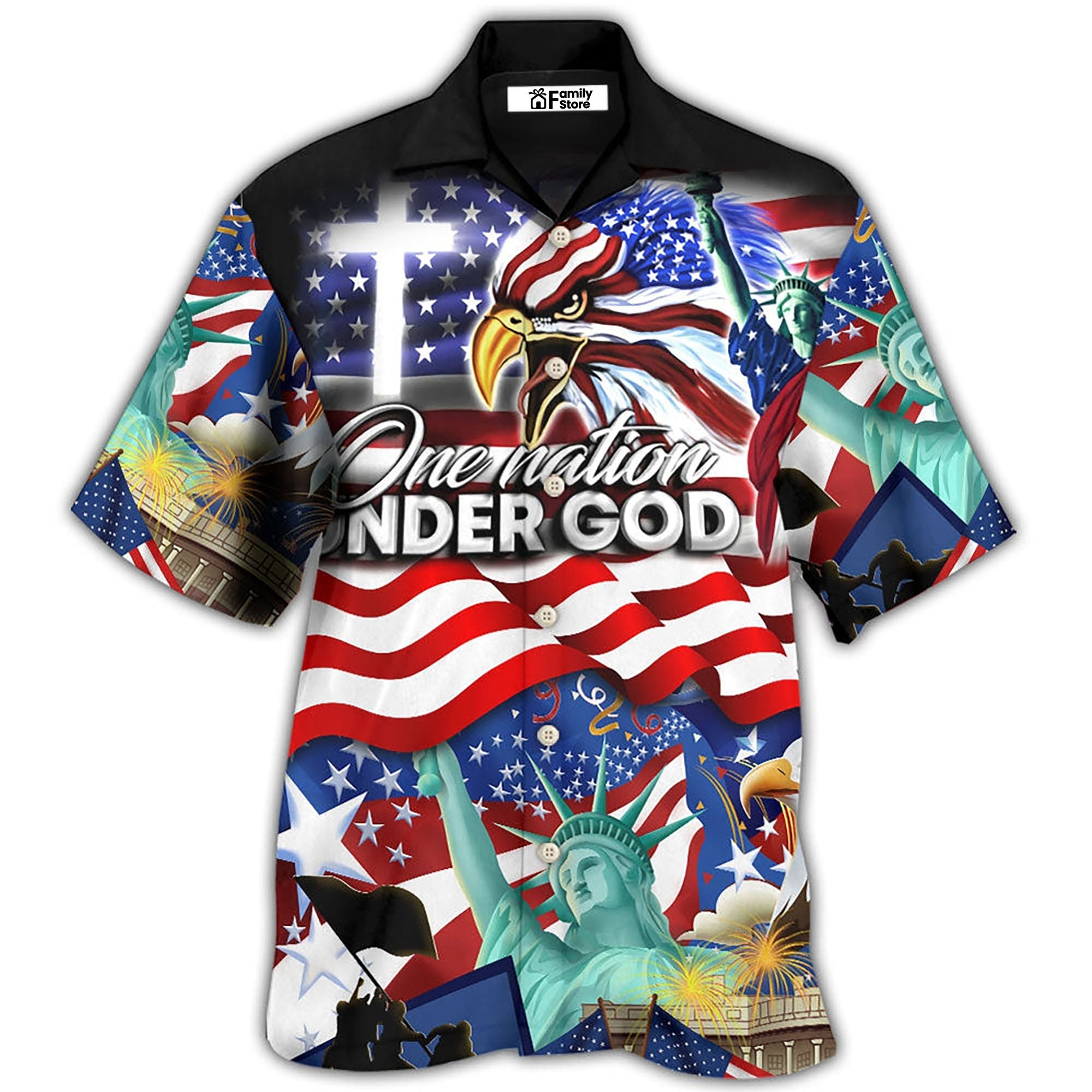 America Independence Day US One Nation Under God Hawaiian Shirt