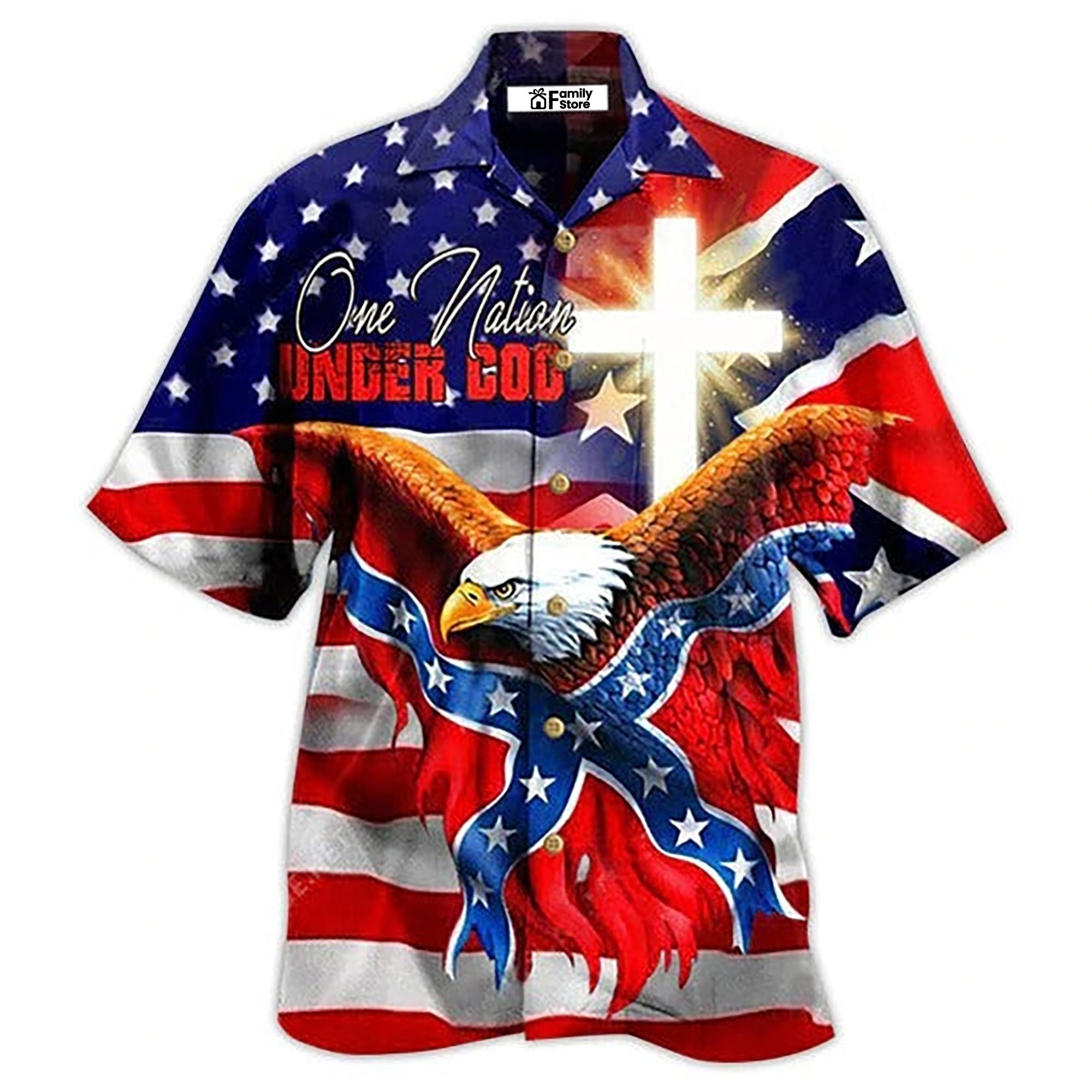 America One Nation Under God Patriotism Hawaiian Shirt