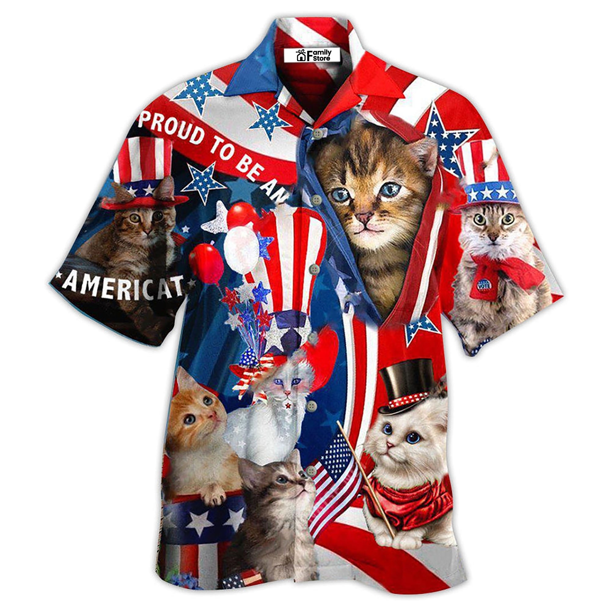 America Proud To Be An Cat Hawaiian Shirt