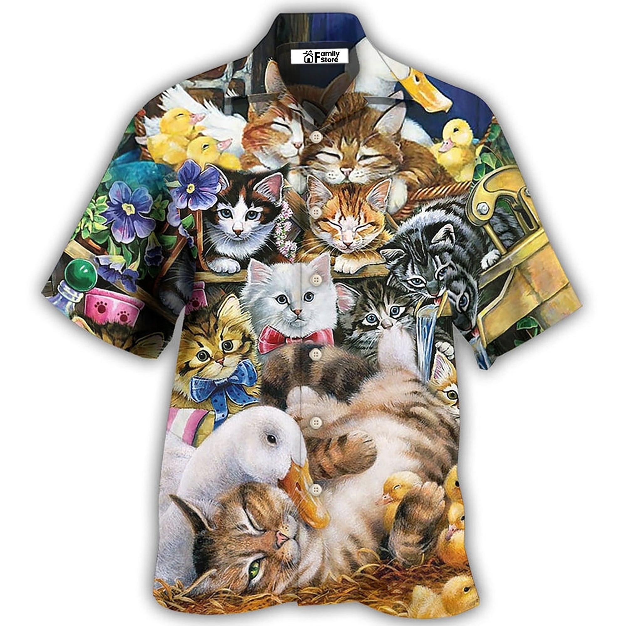 Animals Ducks And Cats - Hawaiian Shirt