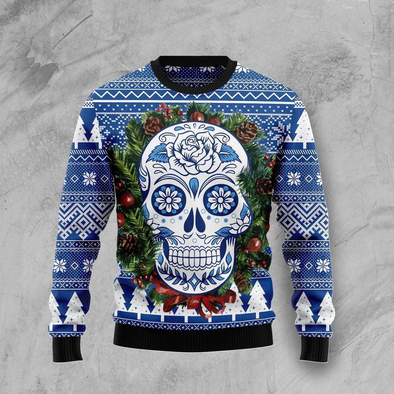 Awesome Sugar Skull Ugly Christmas Sweater For Men & Women