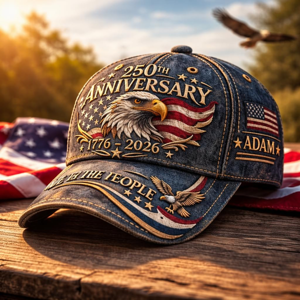 USA 250th Anniversary We The People Denim Eagle - Personalized Classic Cap - Gift For Him