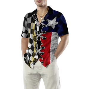 Black And White Texas Racing Flag Hawaiian For Men