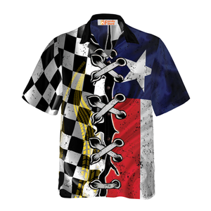 Black And White Texas Racing Flag Hawaiian For Men