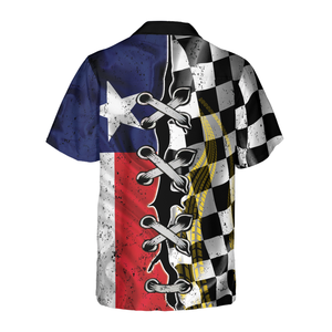 Black And White Texas Racing Flag Hawaiian For Men