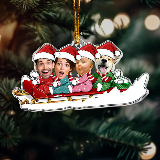 Baby Boy_ Girls_ Kids_ Grandkids Sleigh  Personalized Acrylic Photo Ornament_2
