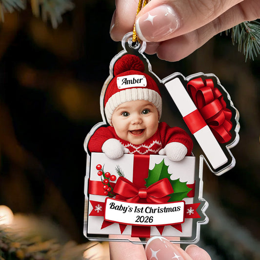 Baby Christmas Gift Box 2D Flat Christmas Ornament Personalized Acrylic Photo Ornament_2_387616c1 052c 430c acb3 0ac51d3c08fc