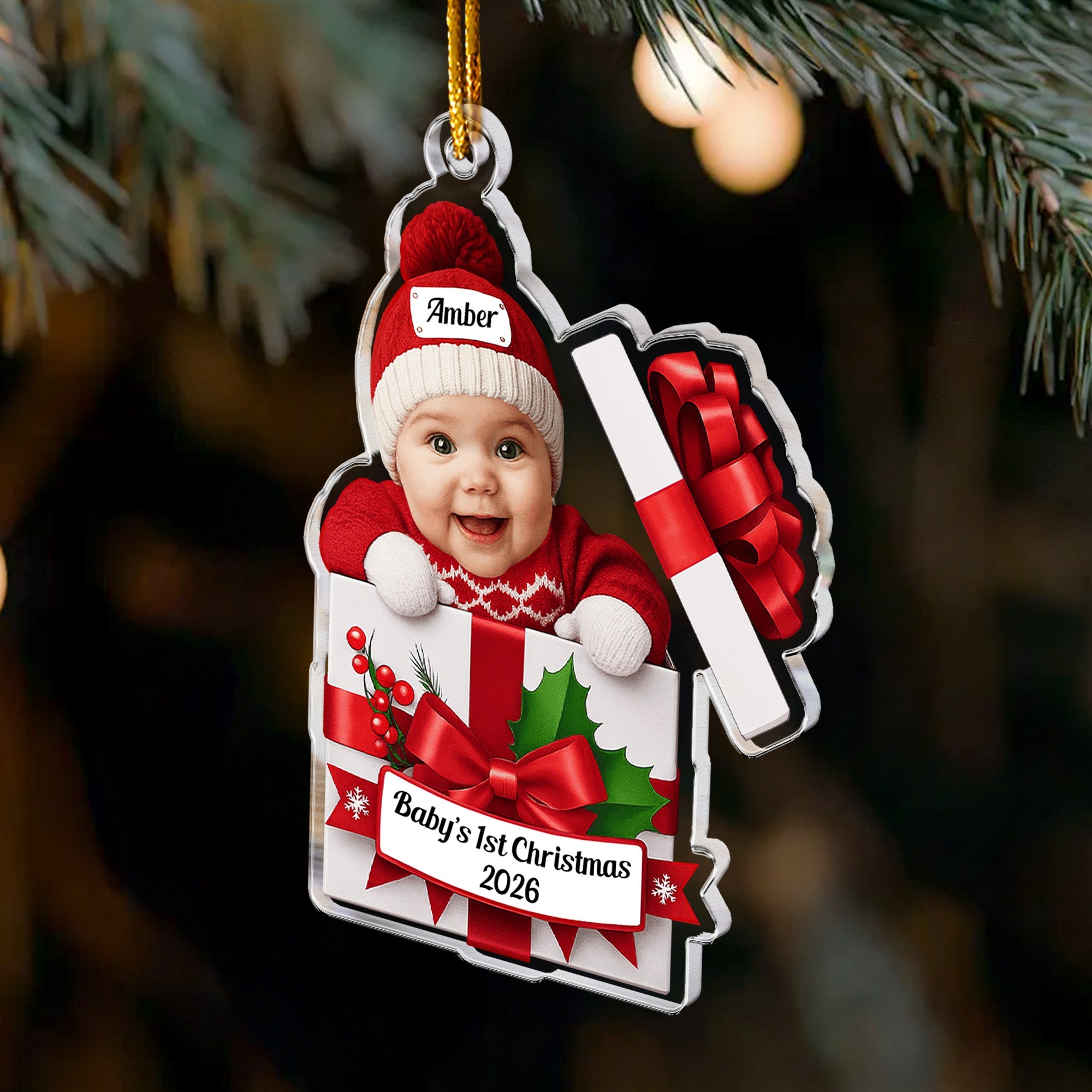 Baby Christmas Gift Box 2D Flat Christmas Ornament Personalized Acrylic Photo Ornament_3_c3ed5ebb cb79 4803 8d5c bd14cc54312a