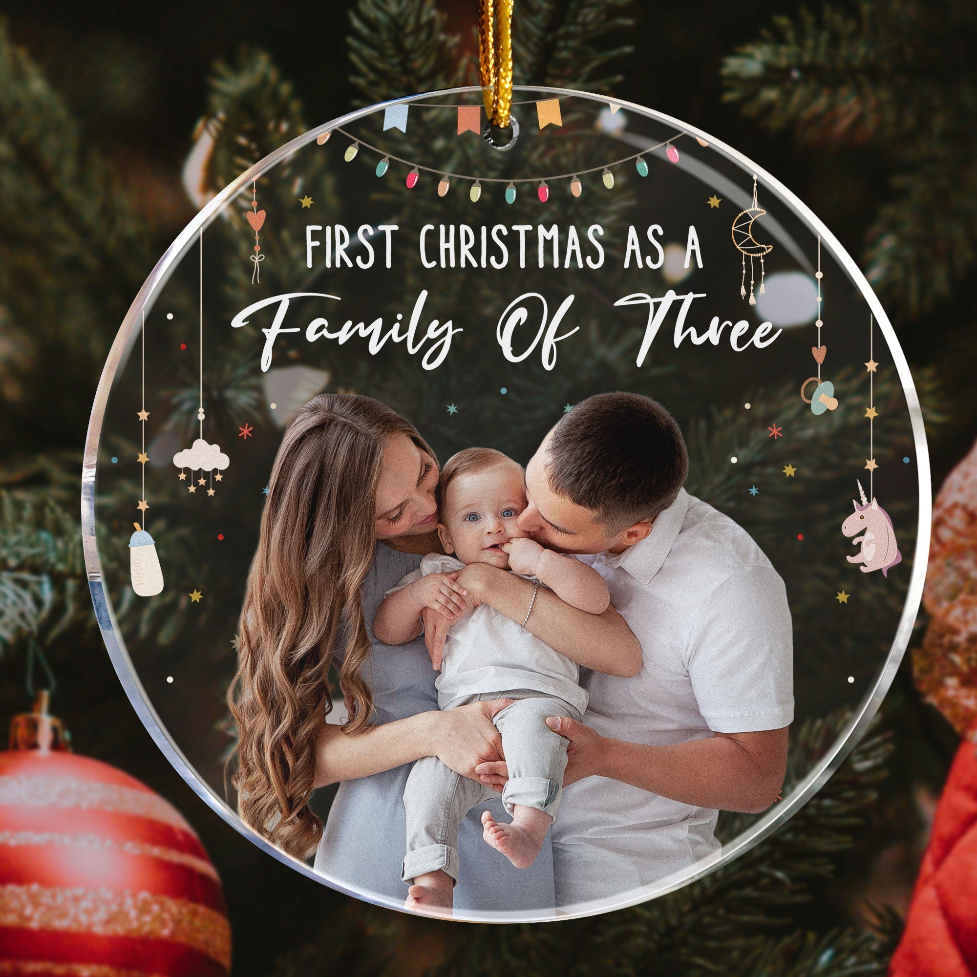 Baby First Christmas As A Family Of Three Personalized Acrylic Photo Ornament_3_d4b2912a 71da 4b3c b940 337a86cf976c