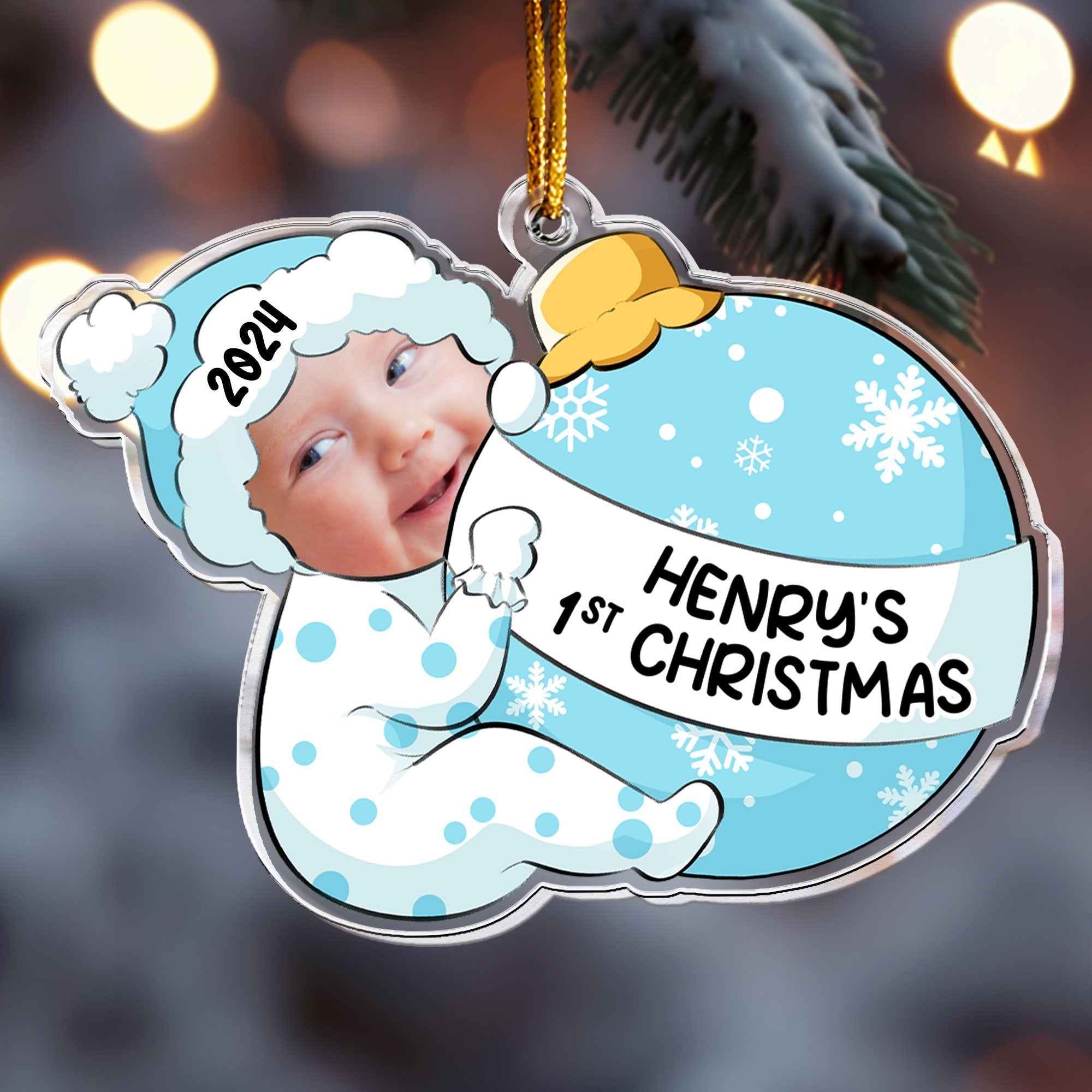 Baby First Christmas Personalized Acrylic Photo Ornament _2