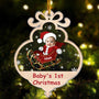 Baby First Christmas With Adorable Santa Sleigh Personalized Acrylic Photo Ornament_1