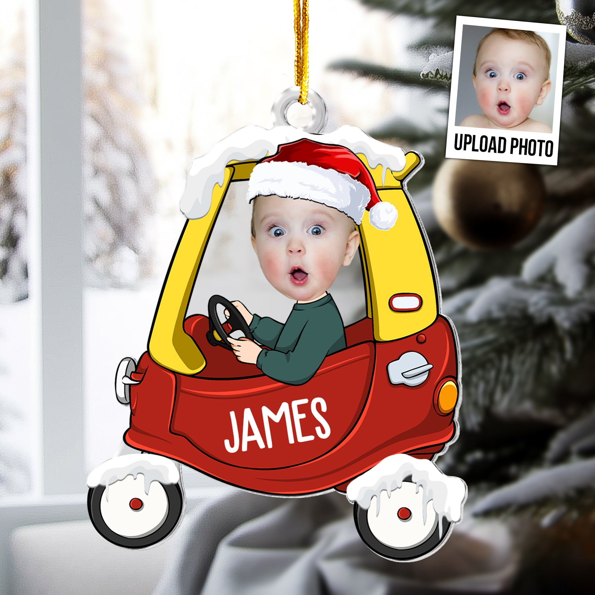 Baby In Car Personalized Acrylic Photo Ornament_1