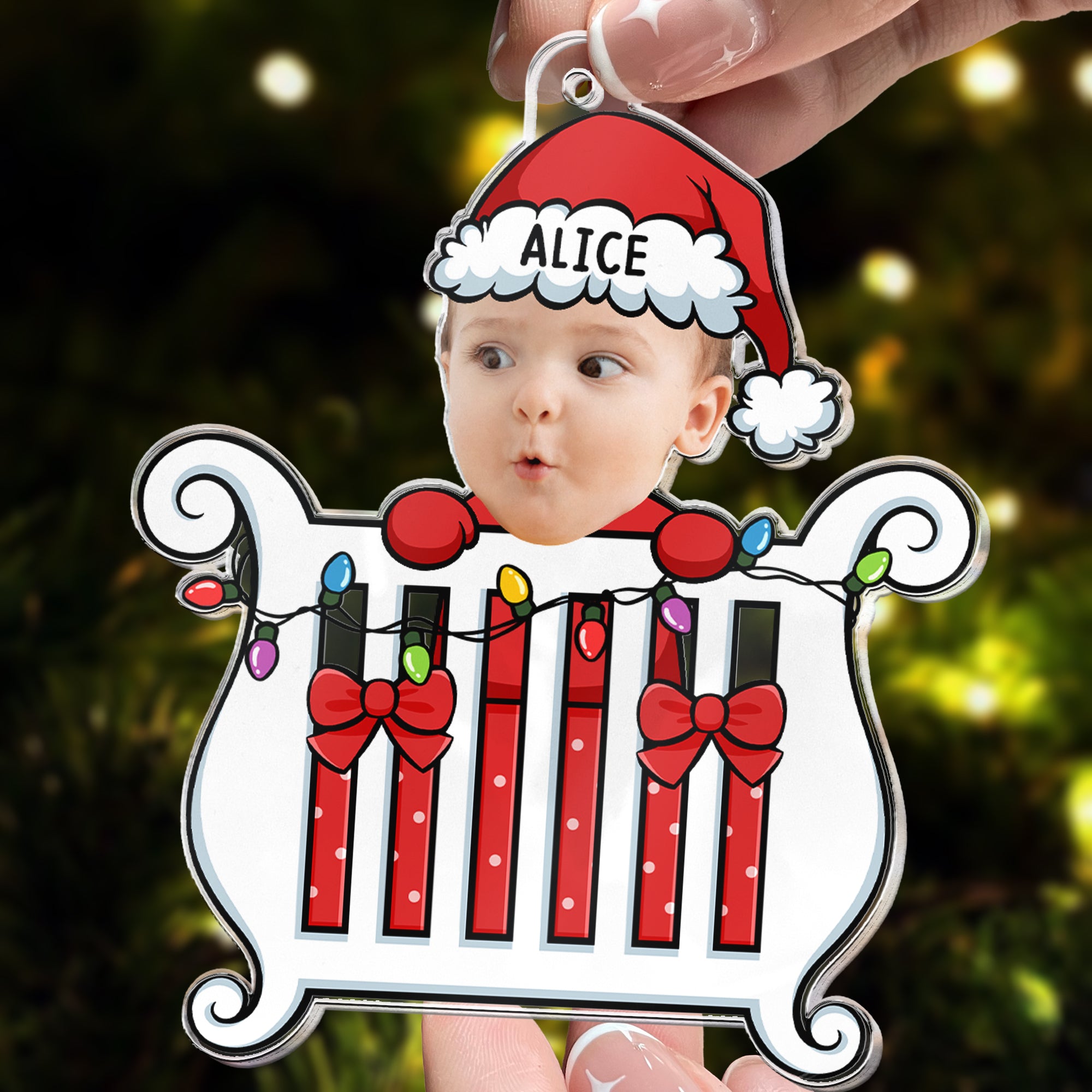 Baby In Crib Personalized Acrylic Photo Ornament_2