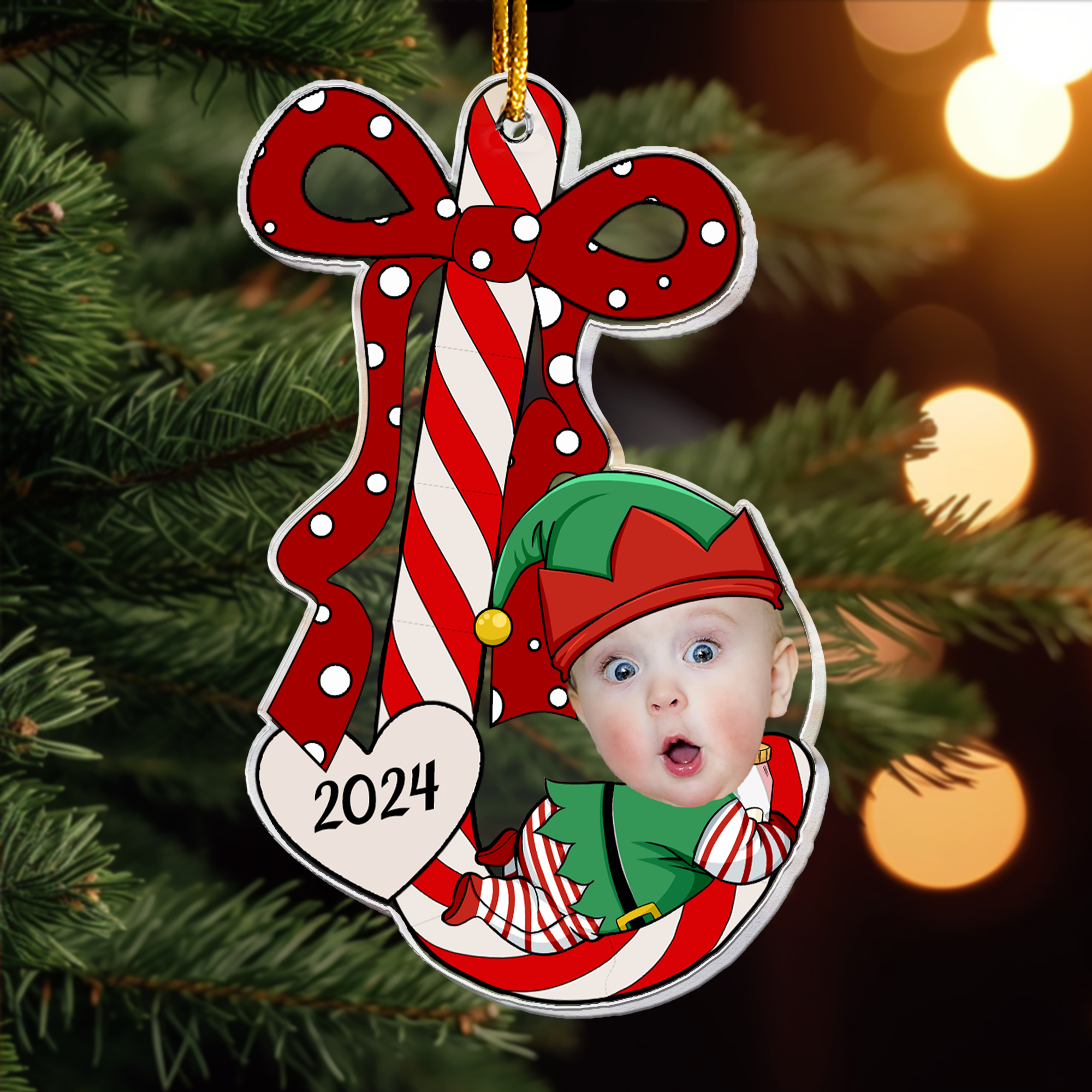 Baby_s First Christmas Ornaments Lovely Candy Personalized Acrylic Photo Ornament_2