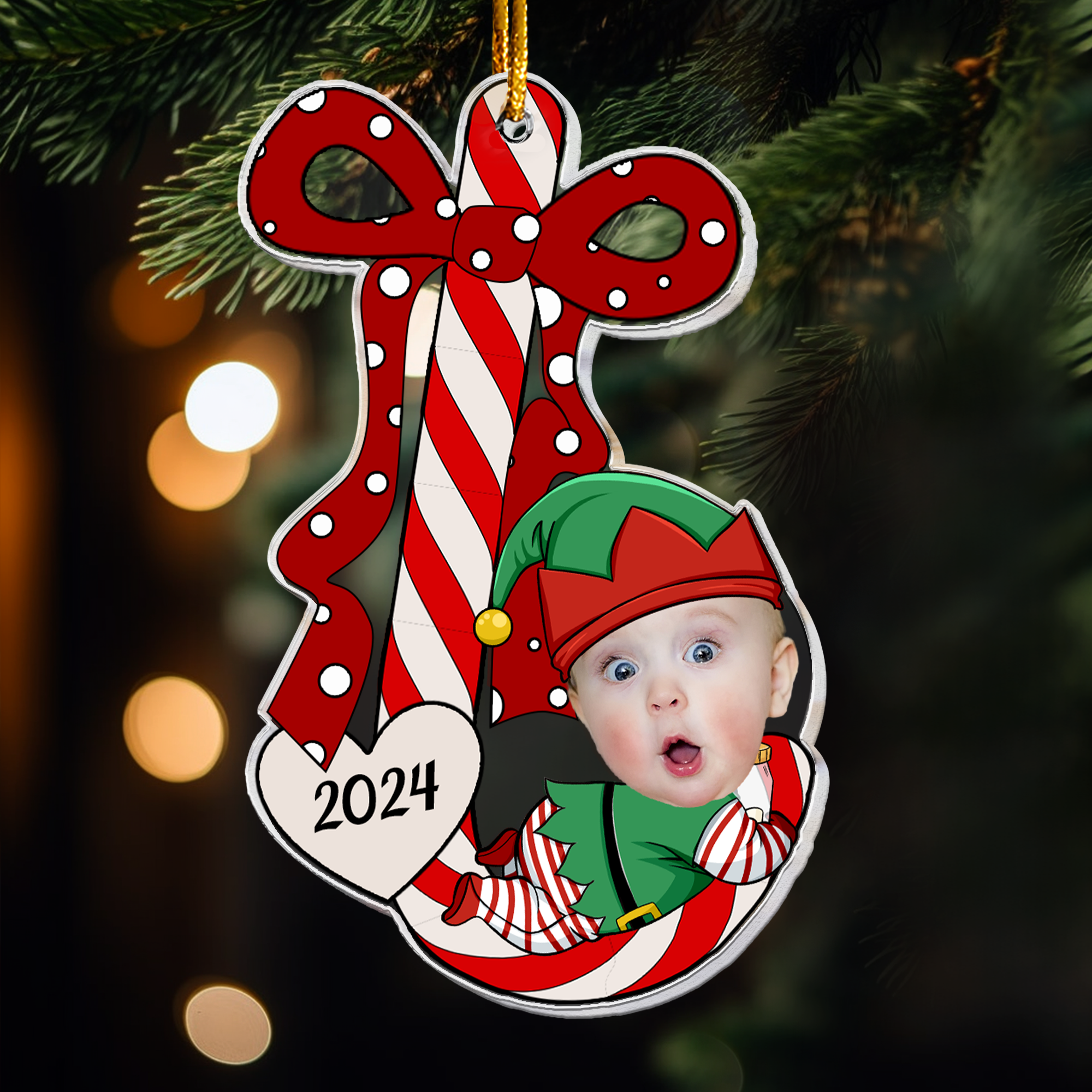 Baby_s First Christmas Ornaments Lovely Candy Personalized Acrylic Photo Ornament_3