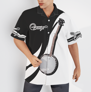 Banjo Music Instrument White And Black Hawaiian Shirts For Men And For Women