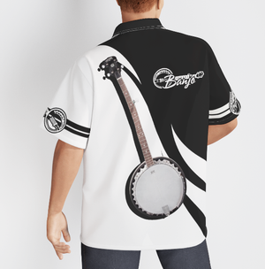 Banjo Music Instrument White And Black Hawaiian Shirts For Men And For Women