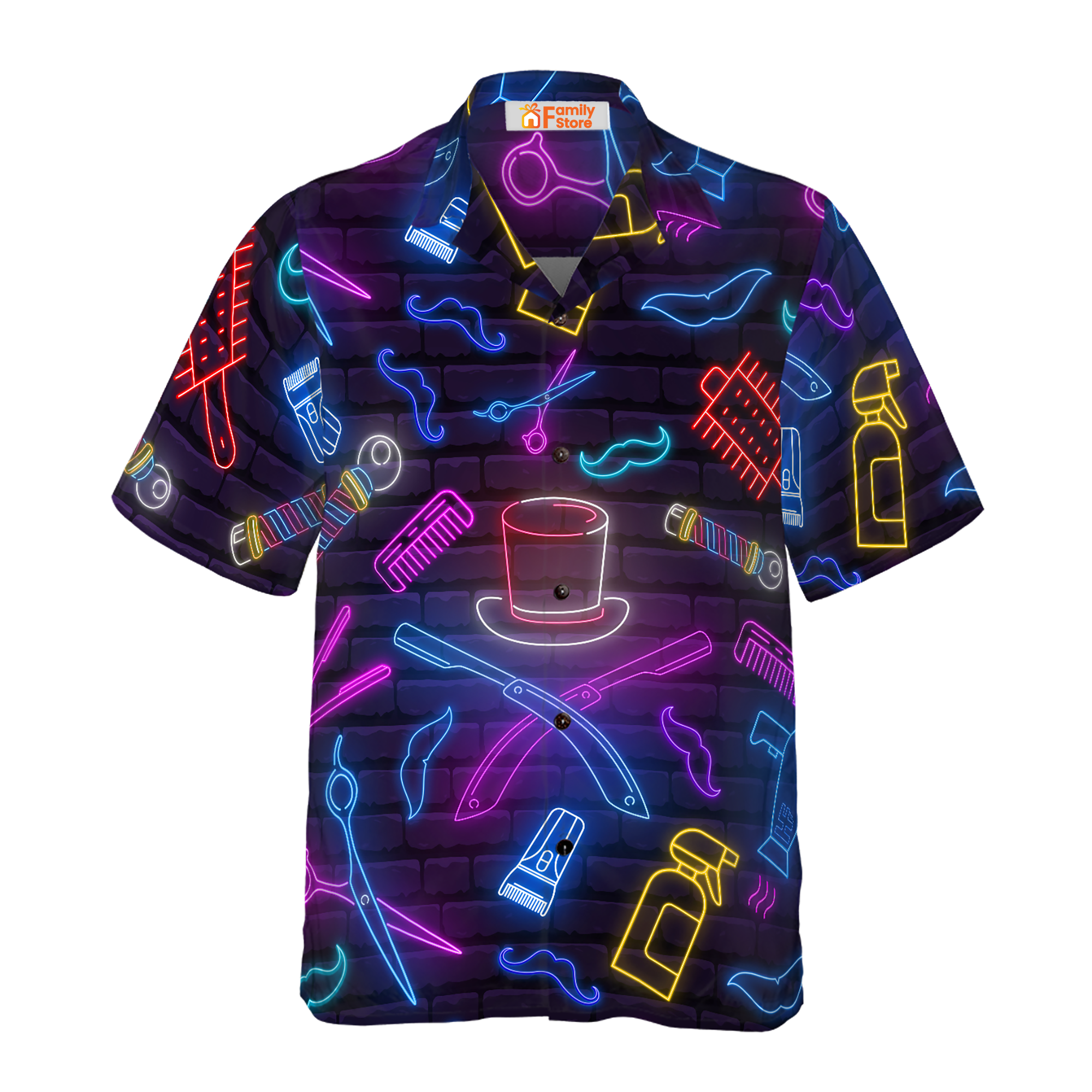 Barber Shop Neon Hawaiian Shirt