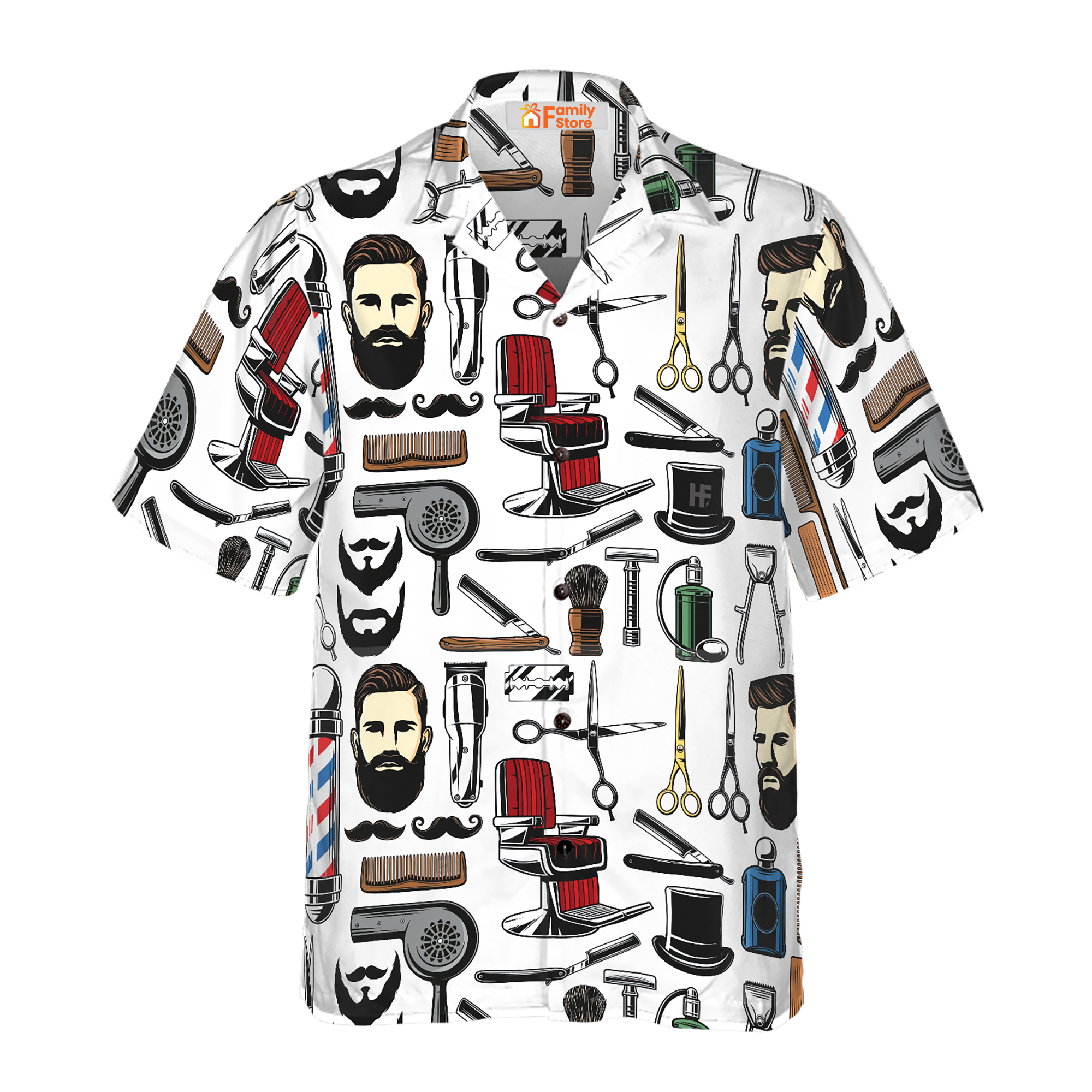 Barbershop Haircut & Shave Tools Hawaiian Shirt